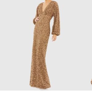 Mac Duggal Elegant Gold Sequin Gown